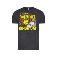 Vintage Black It's a Softball kinda day leopard Vintage Tee - HowdyJamesFarm