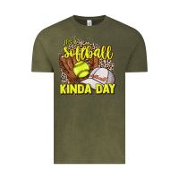 Vintage Olive It's a Softball kinda day leopard Vintage Tee - HowdyJamesFarm