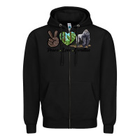 Black Peace Love Gorillas Zipper Hoodie - LillyAllenDesigns