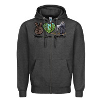 Charcoal Heather Peace Love Gorillas Zipper Hoodie - LillyAllenDesigns