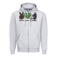 Heather Grey Peace Love Gorillas Zipper Hoodie - LillyAllenDesigns