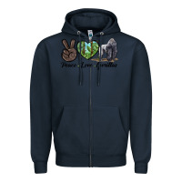 Navy Peace Love Gorillas Zipper Hoodie - LillyAllenDesigns