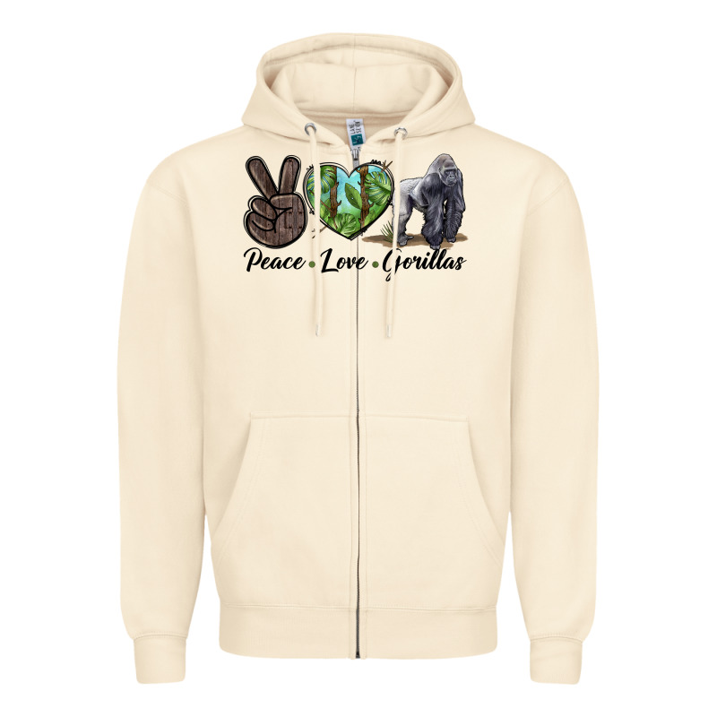 Peace Love Gorillas Zipper Hoodie by LillyAllenDesigns | Teevron