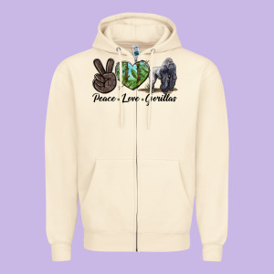 Peace Love Gorillas Zipper Hoodie Designed By Lillyallendesigns