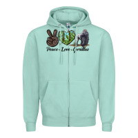 Seafoam Peace Love Gorillas Zipper Hoodie - LillyAllenDesigns