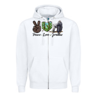 White Peace Love Gorillas Zipper Hoodie - LillyAllenDesigns