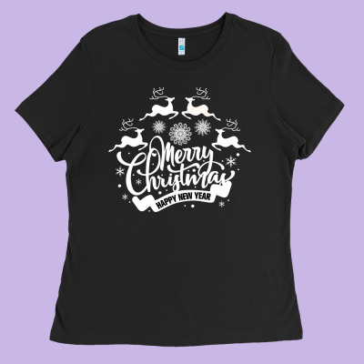 Merry Christmas Happy New Year Ladies Tee Designed By Bettercallsaul