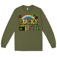 Army Green Lucky dog St. Patrick's Day Long Sleeve Tee - CowGirlArtShop