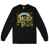 Black Lucky dog St. Patrick's Day Long Sleeve Tee - CowGirlArtShop