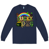 Navy Lucky dog St. Patrick's Day Long Sleeve Tee - CowGirlArtShop