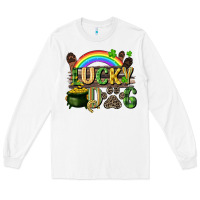 White Lucky dog St. Patrick's Day Long Sleeve Tee - CowGirlArtShop