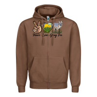 Chestnut Peace Love Gray Fox Zipper Hoodie - LillyAllenDesigns