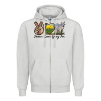 Dove Grey Peace Love Gray Fox Zipper Hoodie - LillyAllenDesigns