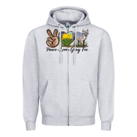 Heather Grey Peace Love Gray Fox Zipper Hoodie - LillyAllenDesigns