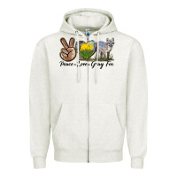Oatmeal Heather Peace Love Gray Fox Zipper Hoodie - LillyAllenDesigns