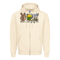 Sandshell Peace Love Gray Fox Zipper Hoodie - LillyAllenDesigns