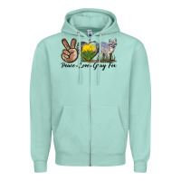 Seafoam Peace Love Gray Fox Zipper Hoodie - LillyAllenDesigns