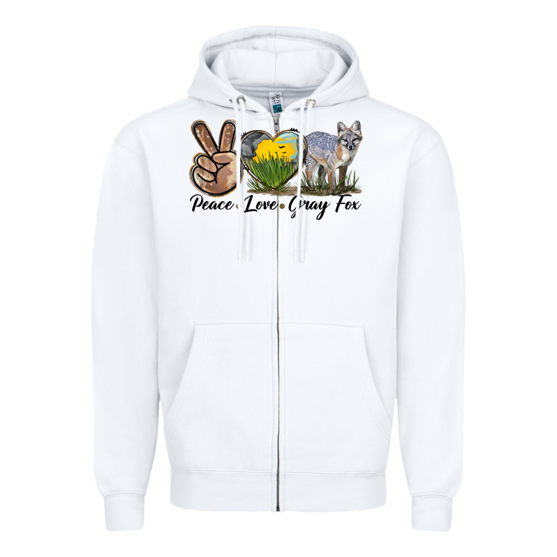 Peace Love Gray Fox Zipper Hoodie by LillyAllenDesigns | Teevron