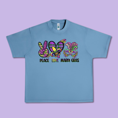 Peace Love Mardi Gras Urban Heavy Tee Designed By Cowgirlartshop