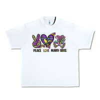 White peace love mardi gras Urban Heavy Tee - CowGirlArtShop