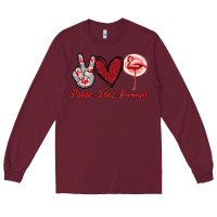 Burgundy Peace Love Flamingo Long Sleeve Tee - Jasminsmagicworld