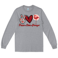 Heather Grey Peace Love Flamingo Long Sleeve Tee - Jasminsmagicworld