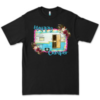 Black Happy Camper With Flowers Premium Tee - Bettercallsaul