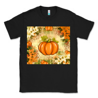 Black Fall Pumpkins with Flowers Classic Tee - texasbilliewilder