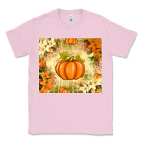 Bubblegum Pink Fall Pumpkins with Flowers Classic Tee - texasbilliewilder