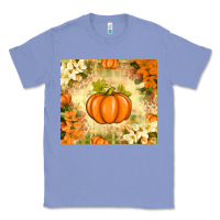 Colony Blue Fall Pumpkins with Flowers Classic Tee - texasbilliewilder