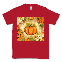 Red Fall Pumpkins with Flowers Classic Tee - texasbilliewilder
