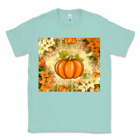 Seafoam Fall Pumpkins with Flowers Classic Tee - texasbilliewilder