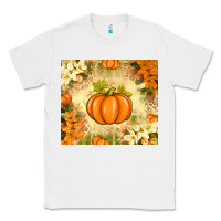 White Fall Pumpkins with Flowers Classic Tee - texasbilliewilder