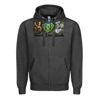 Charcoal Heather peace love koala Zipper Hoodie - LillyAllenDesigns