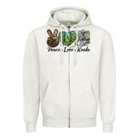 Oatmeal Heather peace love koala Zipper Hoodie - LillyAllenDesigns