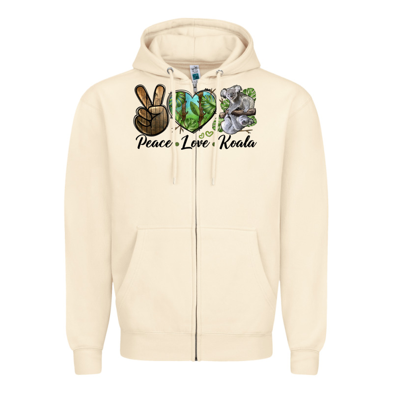 Peace Love Koala Zipper Hoodie by LillyAllenDesigns | Teevron