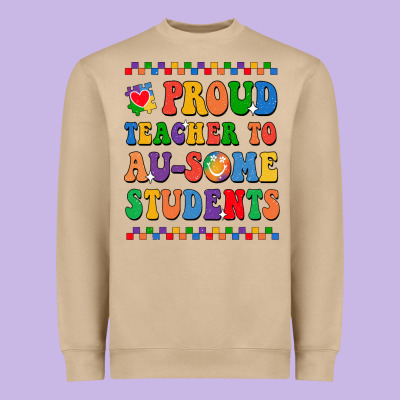 Proud Teacher To Au-some Student Heavyweight Sweatshirt Designed By Cowhidedigitalart