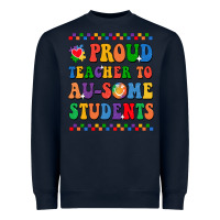 Navy Proud Teacher to au-some student Heavyweight Sweatshirt - CowhideDigitalArt