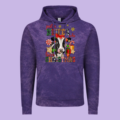 Just A Heifer Who Loves Christmas Cow Vintage Hoodie Designed By Cowgirlartshop