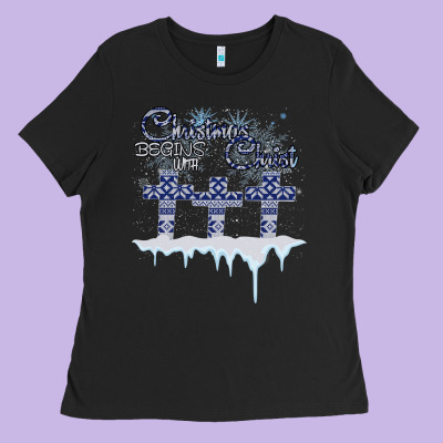 Christmas Christ Begins With Ladies Tee Designed By Bettercallsaul