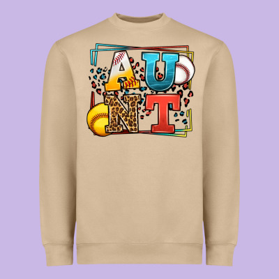 Baseball And Softball Aunt Leopard Frame Heavyweight Sweatshirt Designed By Lillyallendesigns