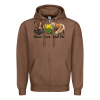 Chestnut Peace Love Red Fox Zipper Hoodie - LillyAllenDesigns