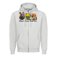 Dove Grey Peace Love Red Fox Zipper Hoodie - LillyAllenDesigns