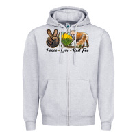 Heather Grey Peace Love Red Fox Zipper Hoodie - LillyAllenDesigns