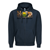 Navy Peace Love Red Fox Zipper Hoodie - LillyAllenDesigns