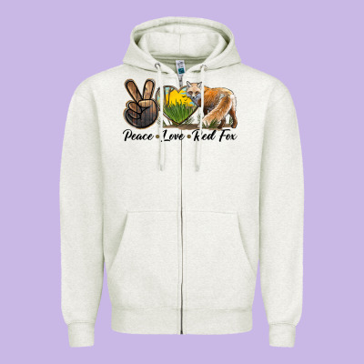 Peace Love Red Fox Zipper Hoodie Designed By Lillyallendesigns