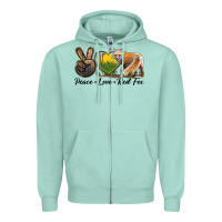 Seafoam Peace Love Red Fox Zipper Hoodie - LillyAllenDesigns