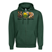 Sports Green Peace Love Red Fox Zipper Hoodie - LillyAllenDesigns
