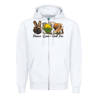 White Peace Love Red Fox Zipper Hoodie - LillyAllenDesigns