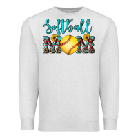 Oatmeal Heather western leopard  sunflowers glitter mom softball Premium Sweatshirt - Artiststas